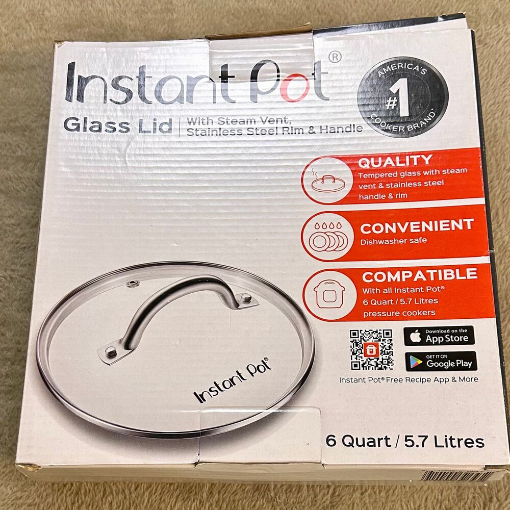 Instant Pot Glass Lid 6 Qt Tempered Glass w Steam Vent Stainless Handle